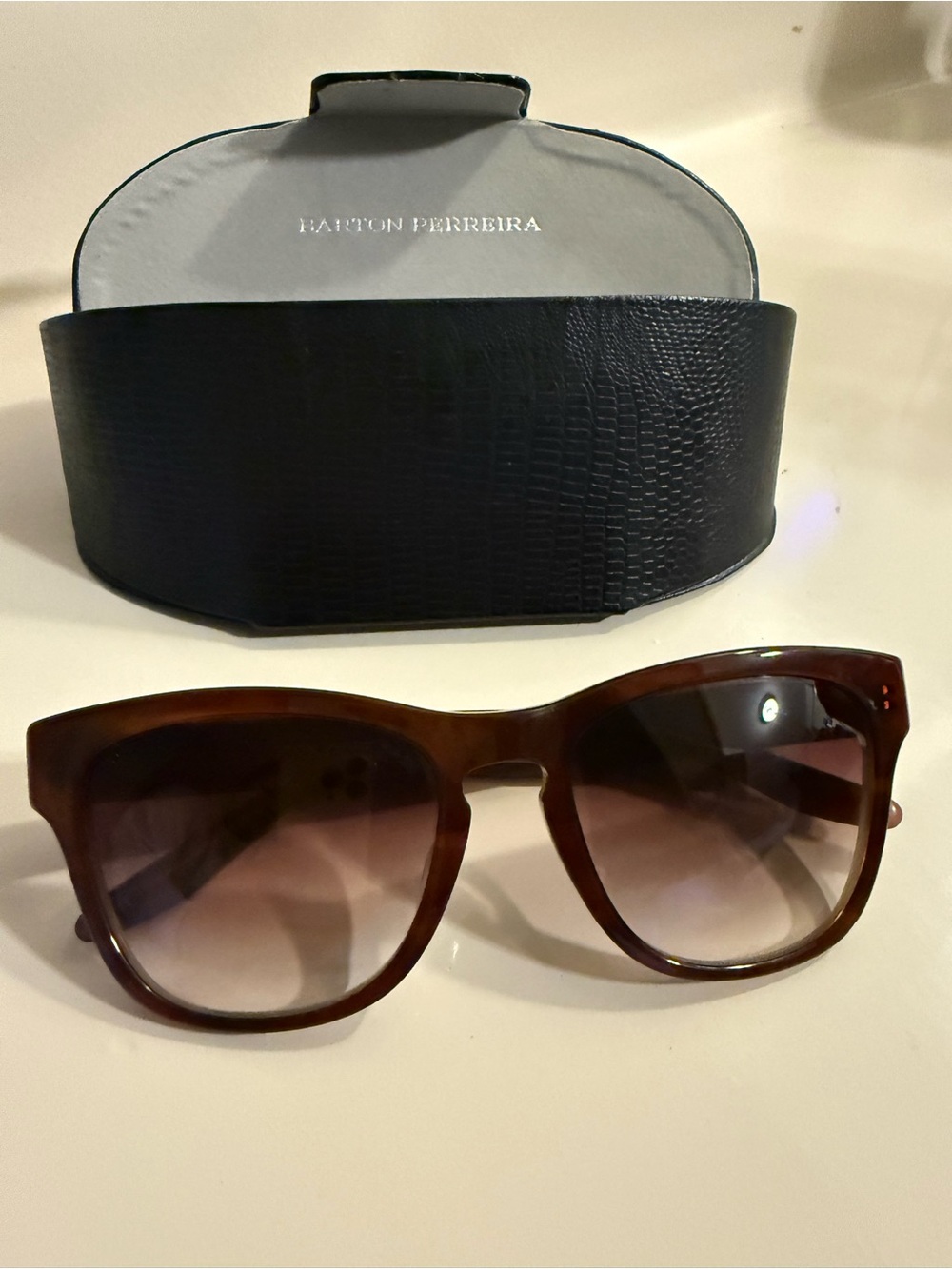 Barton Perreira Brown Gradient Oversized Sunglasses